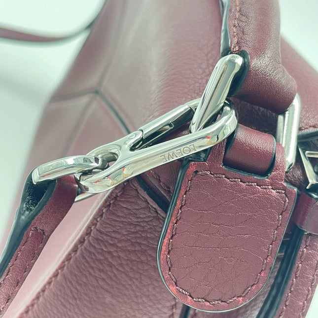 Sold Loewe Puzzle Mini Burgundy Calfskin Leather Crossbody Bag