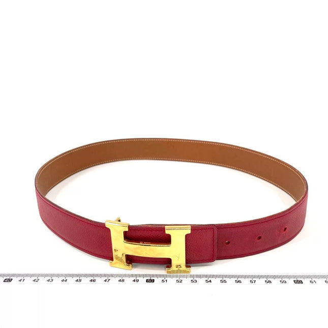 Hermès Constance H Belt Red and Gold Clemence Leather Size 70-Luxbags
