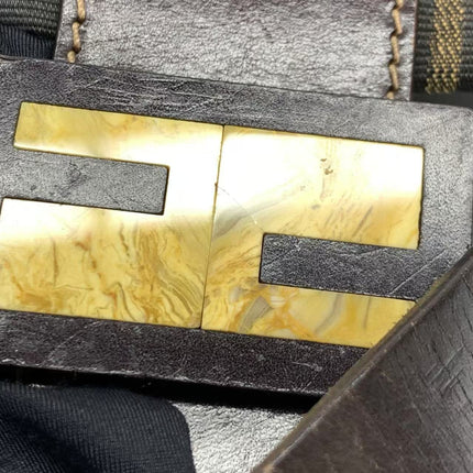 Fendi Baguette Zucca Monogram with Straw Floral Embroidery