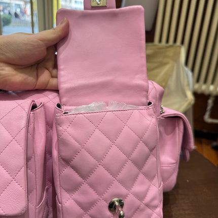 Chanel Cambon Large Pink Calfskin Leather Double Strap Handbag