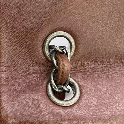 Chanel Classic Flap Maxi Chocolate Brown Lambskin Leather Single Flap Silver Hardware