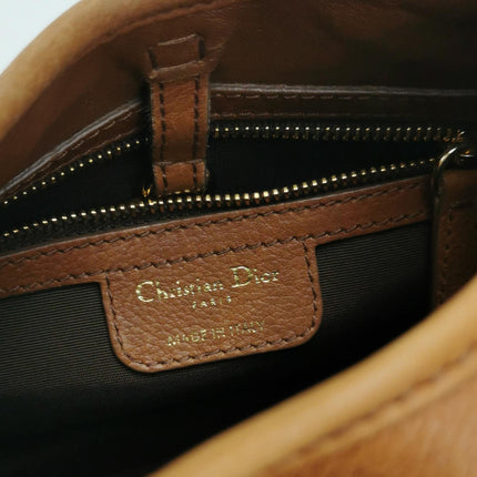 Dior 61 Brown Hobo Tote with Gold Metal Ring Handle