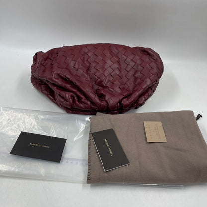 Bottega Veneta Pouch Large Intrecciato Leather Clutch Burgundy