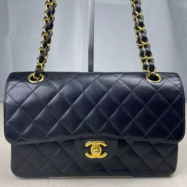 Chanel Classic Flap Small Black Caviar Leather Gold Hardware, 2009-10-Luxbags