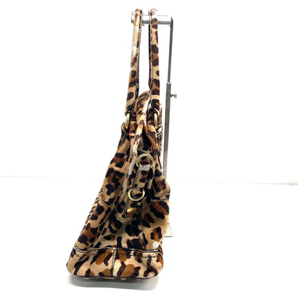 Prada Cheetah Print Large Brown Pony-style Calfskin Tote with Strap
