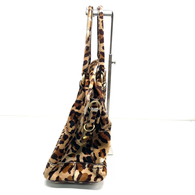 Prada Cheetah Print Large Brown Pony-style Calfskin Tote with Strap