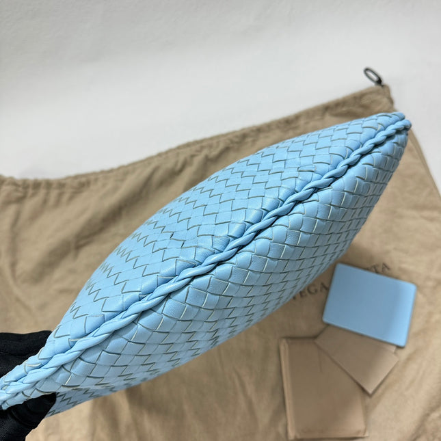 Sold Bottega Veneta Veneta Hobo Medium Baby Blue Intrecciato Leather Bag 43cm