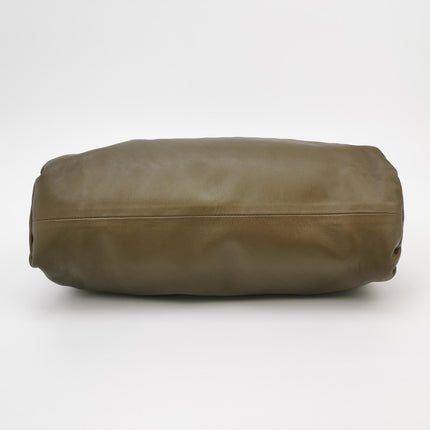 Bottega Veneta Pouch Calfskin Leather Dark Green Large