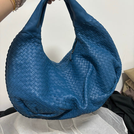 Bottega Veneta Belly Hobo Intrecciato Blue Navy Leather Maxi 50cm