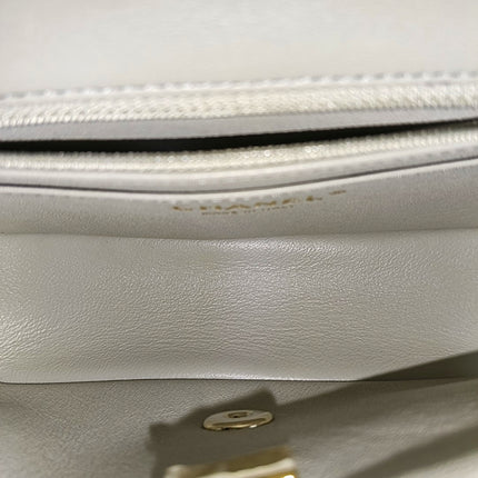 Chanel Classic Flap Rectangular Mini Grey Lambskin Leather Gold Hardware Microchip