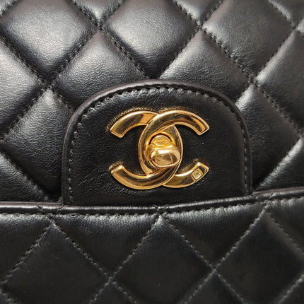Chanel Double Sided Small Classic Flap Black Lambskin Leather 24k Gold Hardware, 1996-1997