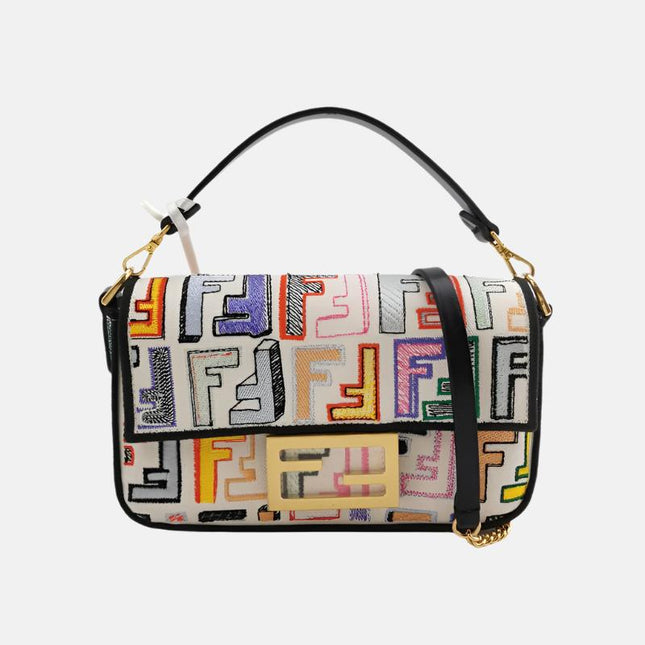 Fendi Baguette Mini Multicolor FF Zucca Canvas Crossbody Bag-Luxbags