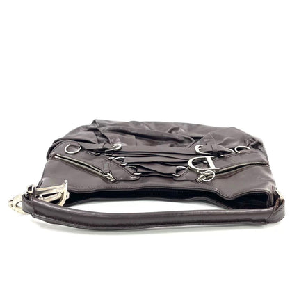 Sac à main Dior Corset en cuir noir et dentelle, avec ferrures argentées