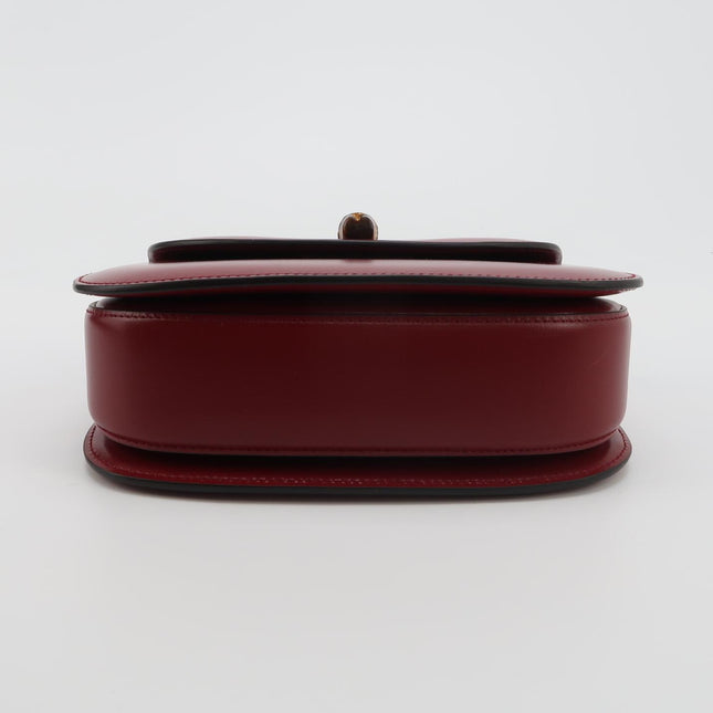Gucci Bamboo 1947 Small Ancora Red Burgundy Calfskin Leather Top Handle Bag