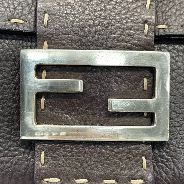 Fendi Baguette Selleria Calfskin Leather Brown Shoulder Bag