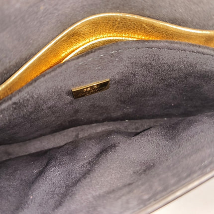 Fendi Nano Baguette Charm Gold Shiny Leather with Black Paints