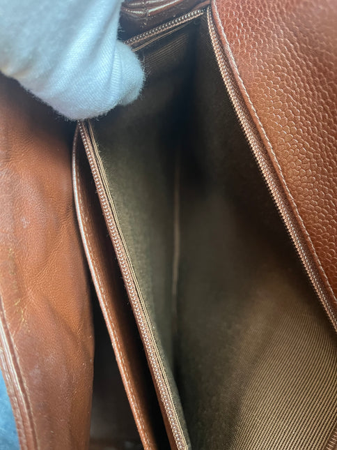 Chanel Vintage Top Handle Kelly Dark Caramel Flap Bag Caviar Leather 24k Gold Plated Hardware, 1996-1997