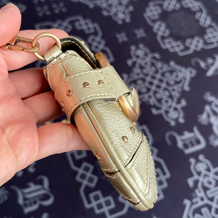 Sold Gucci Horsebit 1955 Chain Bag Pearlescent Gold Leather and Gold Studs