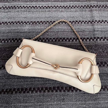 Gucci Horsebit 1955 Large White Leather Shoulder Bag-Luxbags