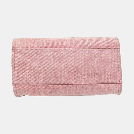 Chanel Deauville Tote Medium Pink Denim White Leather Top Handle