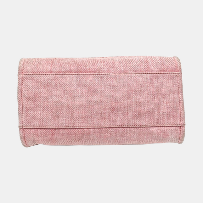 Chanel Deauville Tote Medium Pink Denim White Leather Top Handle