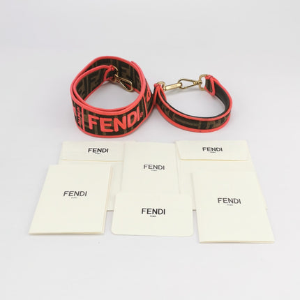 FENDI Baguette Zucca Monogram Canvas with Pink Neon trimming Crossbody Bag