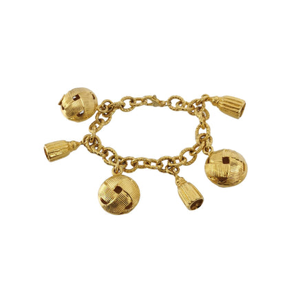 Celine 1990s Vintage Gold-tone Link Charms Bracelet