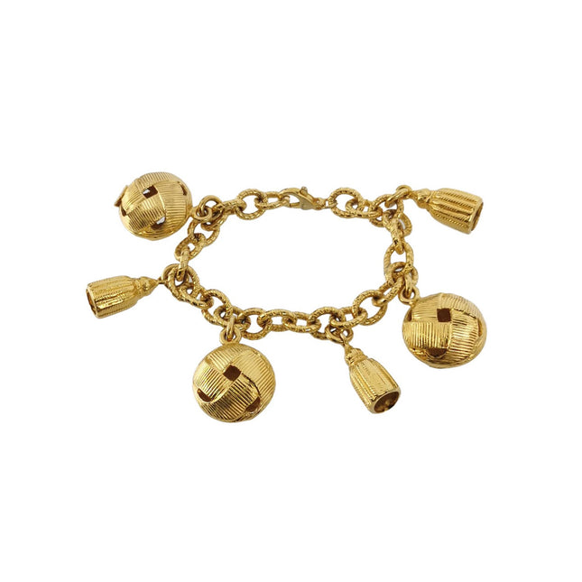 Celine 1990s Vintage Gold-tone Link Charms Bracelet
