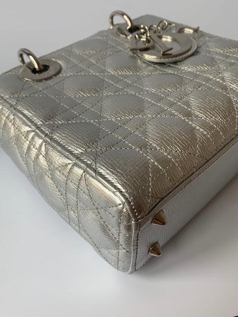 Sold Lady Dior ABCdior Small Silver Cannage Lambskin Handbag