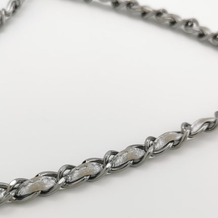 Chanel Ice Cube Chocolate Bar Classic Flap Metallic Silver PVC with Leather