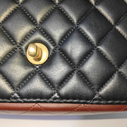 Chanel Classic Flap Rectangular Mini Black and Burgundy Lambskin Leather Gold Hardware 2020