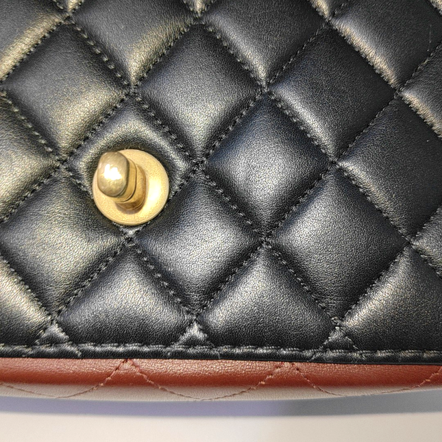Chanel Classic Flap Rectangular Mini Black and Burgundy Lambskin Leather Gold Hardware 2020