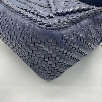Loewe Braided Puzzle Small Woven Navy Leather Crossbody Bag