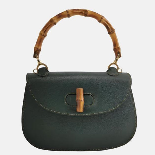 Gucci Bamboo 1947 Top Handle Bag Leather Small Dark Green-Luxbags