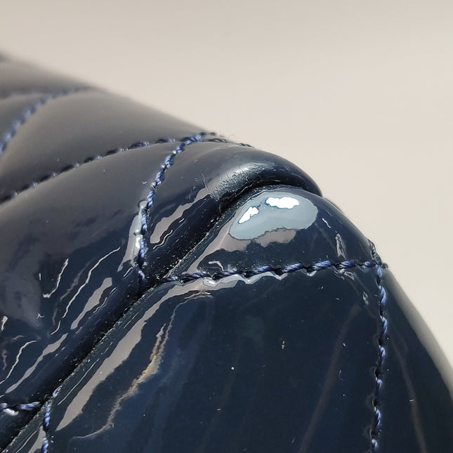 Chanel Coco Shine Small Tote Black Quilted Patent Leather Silver Hardware 2014-15