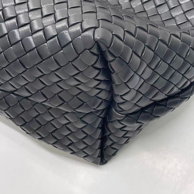 Bottega Veneta XXL Snap Tote Black Intrecciato Leather With Pouch