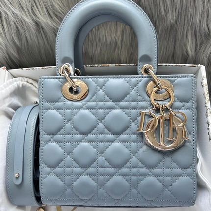 Sold Lady Dior Small My Abcdior Pale Blue Lambskin Cannage Leather-Luxbags