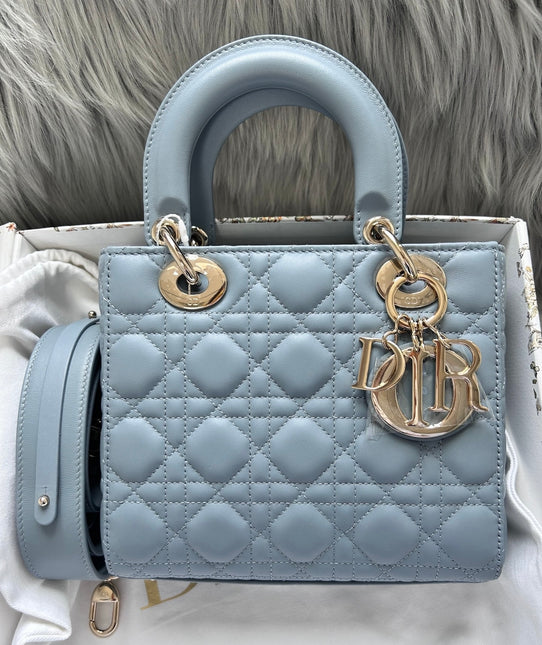Sold Lady Dior Small My Abcdior Pale Blue Lambskin Cannage Leather-Luxbags