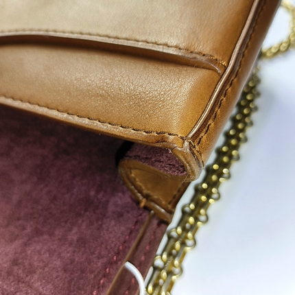 Chanel Nude Medallion 2.55 Reissue Brown Calfskin Double Flap Bag Gold Chain 2017