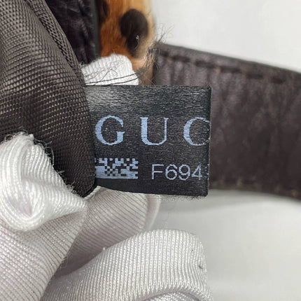 Gucci Jackie Vintage Large Leopard Print Pony-style Calfskin Brown Leather Shoulder Bag