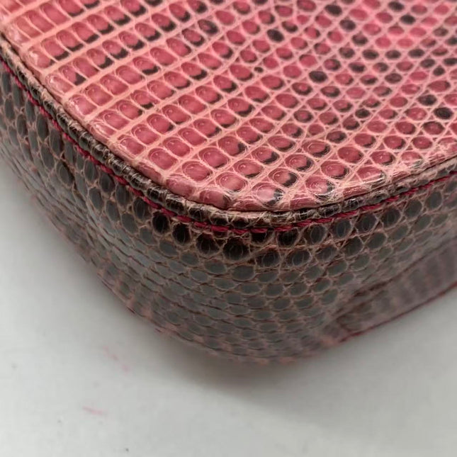 Fendi Baguette Purple Lizard Skin Leather Handbag