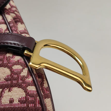 Dior Saddle Medium Burgundy Oblique Monogram Canvas with Strap