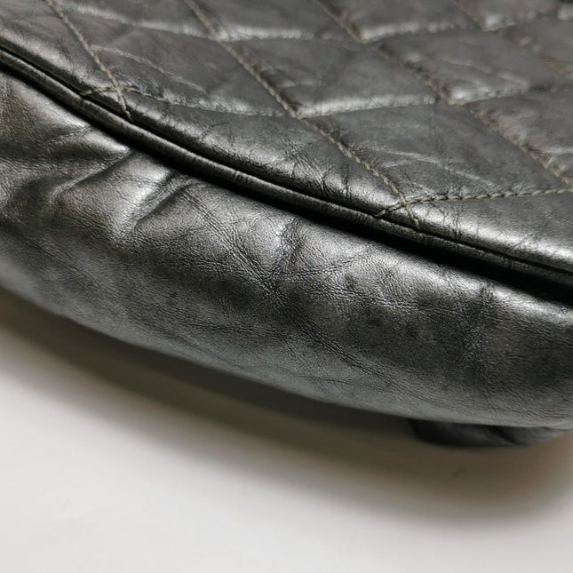 Chanel Paris Bombay Pondicherry Flap Bag Quilted Large Grey Silver Hardware