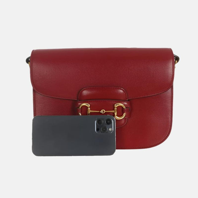 Sold Gucci 1955 Horsebit Leather Shoulder Bag Red Small