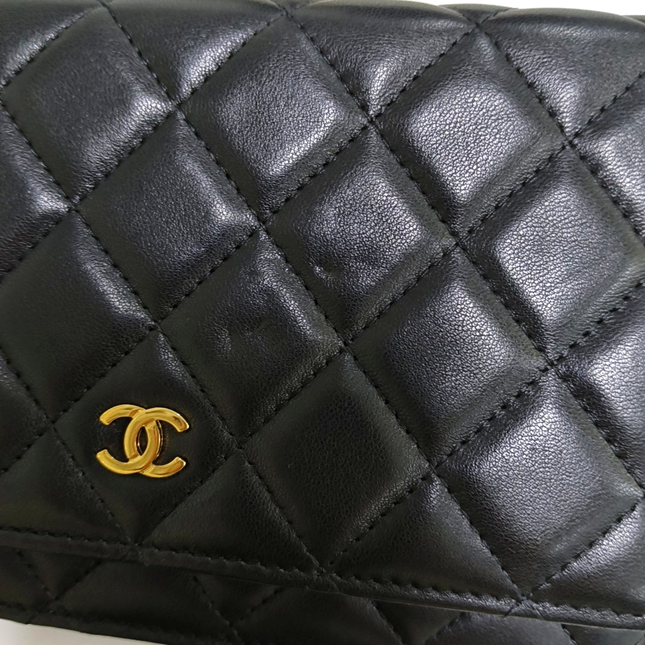 Chanel Wallet on Chain Classic Flap Black Lambskin Leather Gold Hardware