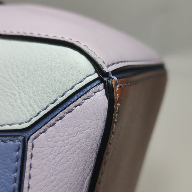 Loewe Puzzle Small Tricolor Purple Pink Grey Calfskin Leather Crossbody Bag