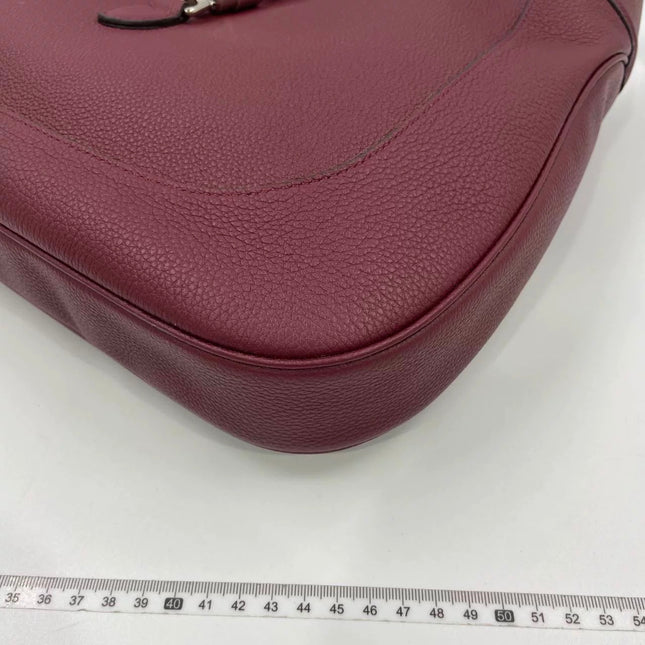 Gucci Jackie 1961 Burgundy Large Pebbled Leather Shoulder Bag with Strap