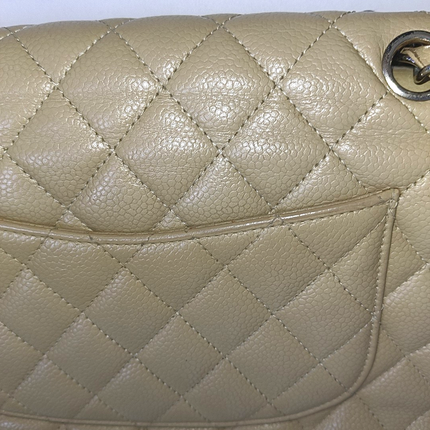 Chanel Timeless Classic Flap Medium Beige Caviar Leather Silver Hardware, 2005-2006