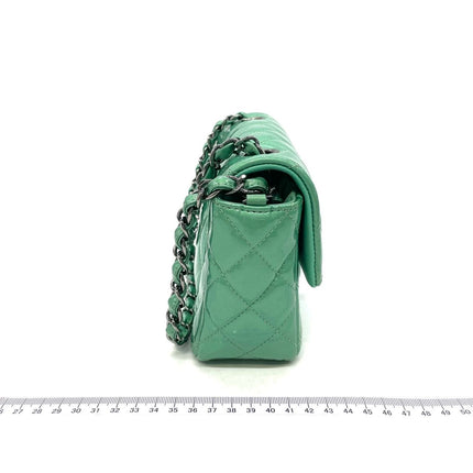 Chanel Classic Flap Rectangular Mini Green Patent Leather Silver HW