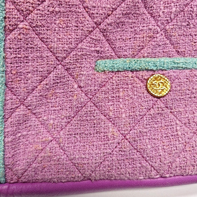 Chanel Large Girl Jacket Bag Lilac Tweed Shoulder Bag 2015
